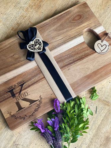 Design your Own - Engraved Chopping Board/Cheese Platter Silver Belle Design