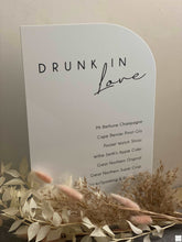 Load image into Gallery viewer, A4 Acrylic Table Sign -Drinks Menu - Drunk In Love Silver Belle Design
