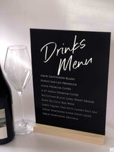 Load image into Gallery viewer, A4 Acrylic Table Sign - Drinks Silver Belle Design
