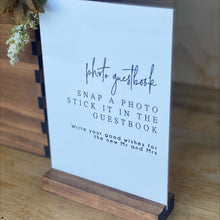 Load image into Gallery viewer, A4 Acrylic Table Sign - Photo Guest Book Silver Belle Design
