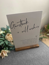 Load image into Gallery viewer, A5 Acrylic Guestbook + Well Wishes Sign Silver Belle Design
