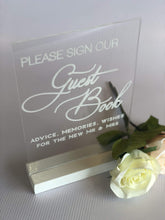 Load image into Gallery viewer, A5 Acrylic Sign - Guestbook Sign Silver Belle Design
