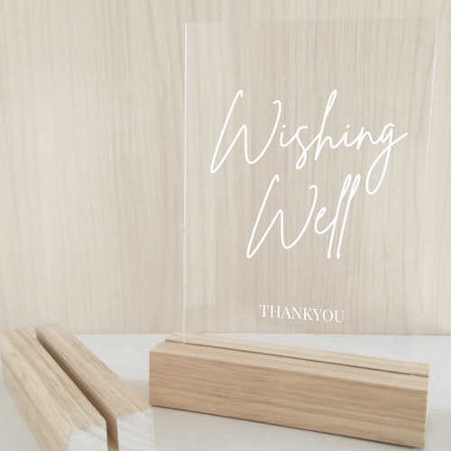 A5 Acrylic Table Sign - April Wishing Well Sign Silver Belle Design