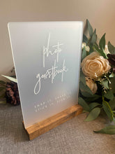 Load image into Gallery viewer, A5 Acrylic Table Sign - Modern Photo Guestbook Silver Belle Design
