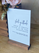 Load image into Gallery viewer, A5 Acrylic Table Sign - Modern Photo Guestbook Silver Belle Design
