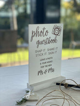 Load image into Gallery viewer, A5 Acrylic Table Sign - Sign Our Guestbook Silver Belle Design
