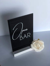 Load image into Gallery viewer, A5 Acrylic Table Sign - Small Drinks Menu Silver Belle Design
