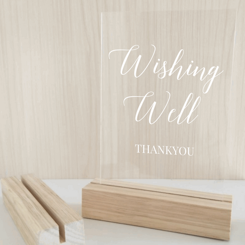 A5 Acrylic Table Sign - Wishing Well Silver Belle Design