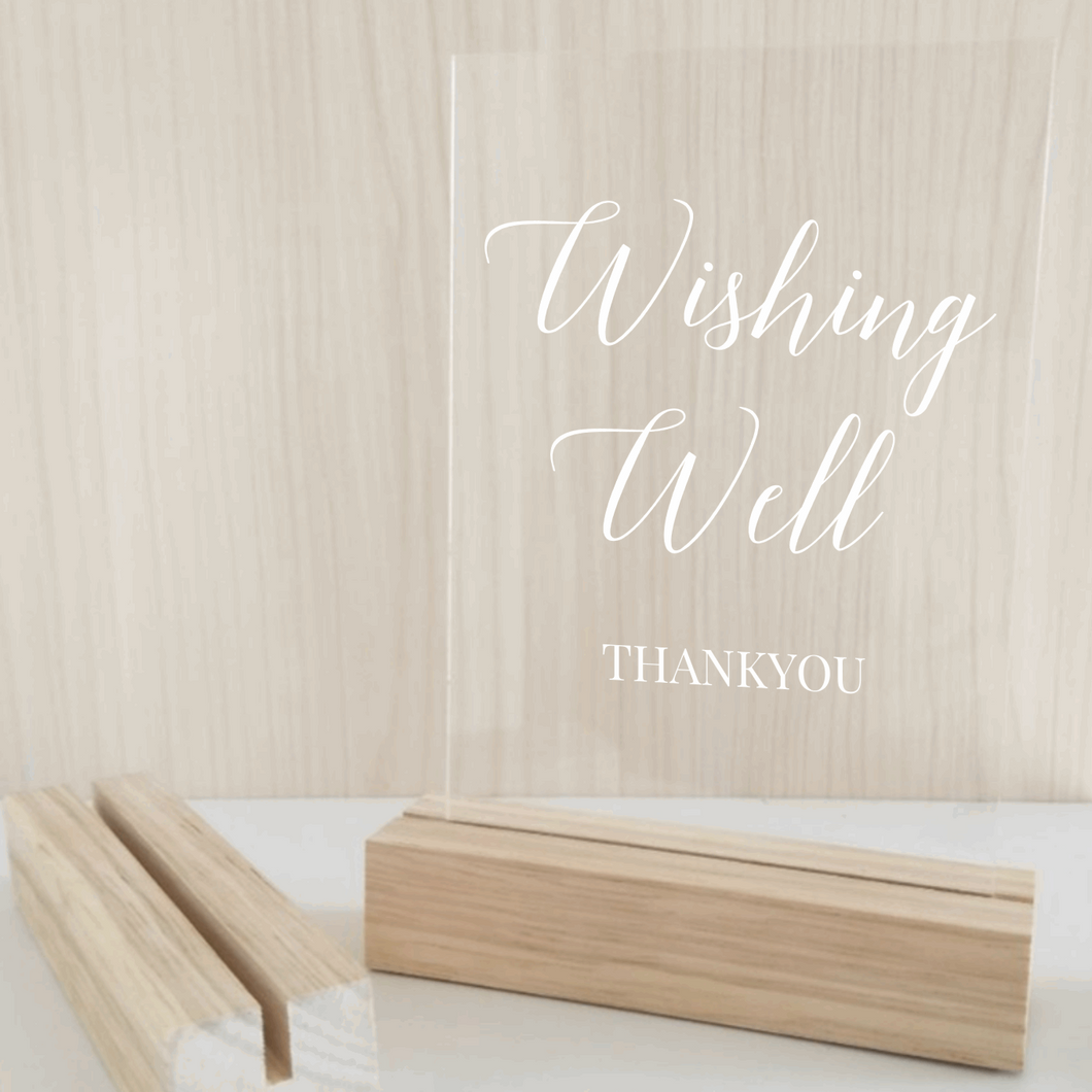 A5 Acrylic Table Sign - Wishing Well Silver Belle Design