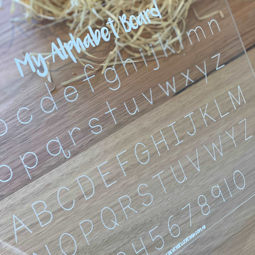 Acrylic Alphabet Tracing Board Silver Belle Design