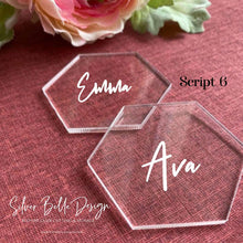 Load image into Gallery viewer, Acrylic Place Names - Hexagon Silver Belle Design
