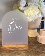 Load image into Gallery viewer, Acrylic Table Numbers - Arch Shape Silver Belle Design
