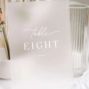 Acrylic Table Numbers - Rectangle Silver Belle Design