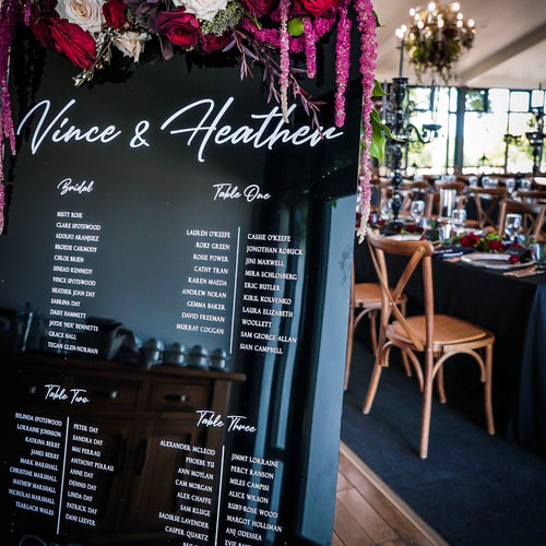 Acrylic Table Seating Plan - Heather Silver Belle Design