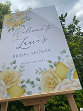 Load image into Gallery viewer, Acrylic Welcome Sign - Bridal Shower Silver Belle Design
