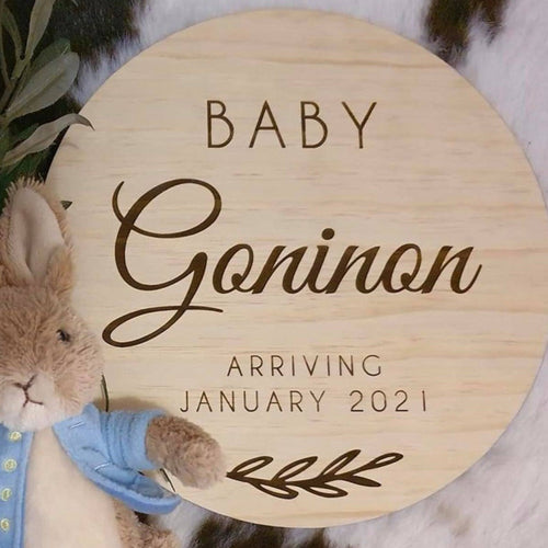 Baby Announcement Sign 'Baby Coming Soon’ Silver Belle Design