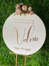 Load image into Gallery viewer, Baby Shower Party Round Acrylic Sign Silver Belle Design
