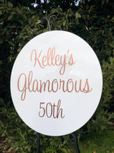 Load image into Gallery viewer, Baby Shower Party Round Acrylic Sign Silver Belle Design
