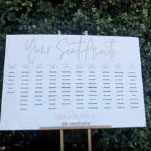 Load image into Gallery viewer, CUSTOM Acrylic Seating Plan Sign Silver Belle Design
