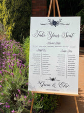 Load image into Gallery viewer, CUSTOM Acrylic Seating Plan Sign Silver Belle Design
