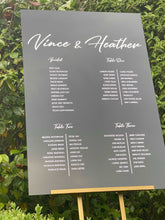 Load image into Gallery viewer, CUSTOM Acrylic Seating Plan Sign Silver Belle Design
