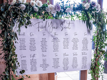 Load image into Gallery viewer, CUSTOM Acrylic Seating Plan Sign Silver Belle Design
