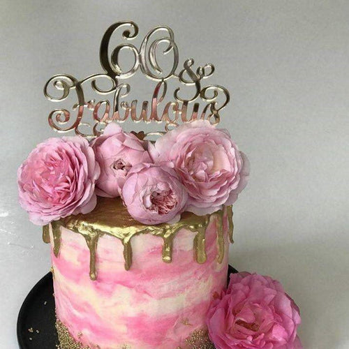 Cake Topper - 60 & Fabulous Silver Belle Design