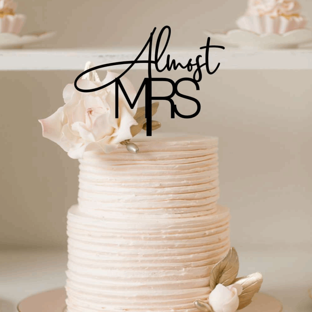 Cake Topper - Almost Mrs Silver Belle Design