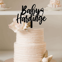 Load image into Gallery viewer, Cake Topper - Baby Bottle + Surname Silver Belle Design

