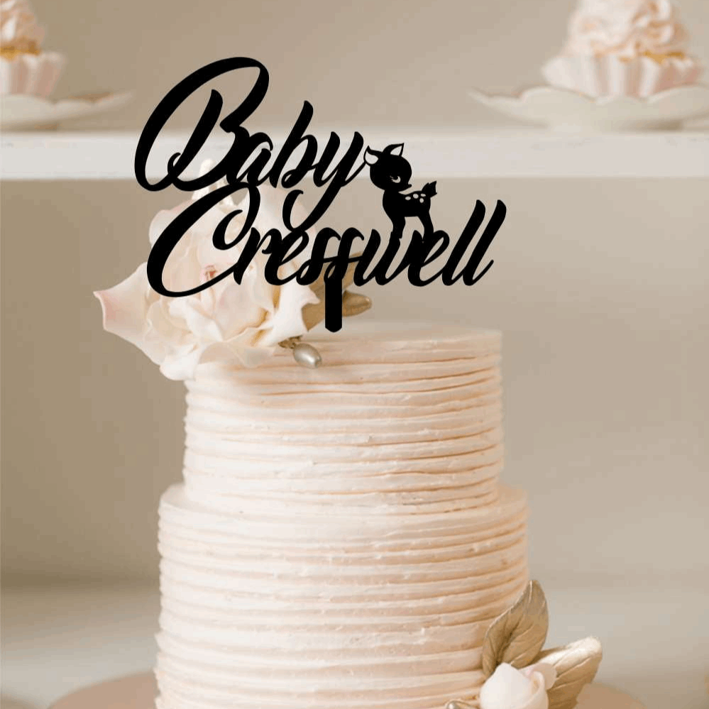 Cake Topper - Baby Woodlands Silver Belle Design
