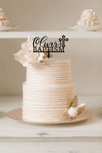 Load image into Gallery viewer, Cake Topper - Baptism with Baby&#39;s Name Silver Belle Design
