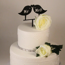 Load image into Gallery viewer, Cake Topper - Birds with Mr &amp; Mrs Silver Belle Design
