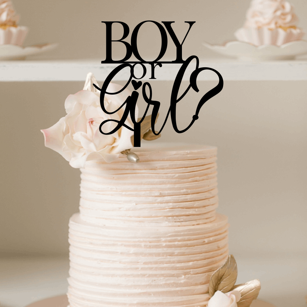 Cake Topper - Boy or Girl? Silver Belle Design