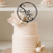 Load image into Gallery viewer, Cake Topper - Circle Wreath with cute heart Silver Belle Design
