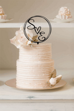 Load image into Gallery viewer, Cake Topper - Circle Wreath with cute heart Silver Belle Design
