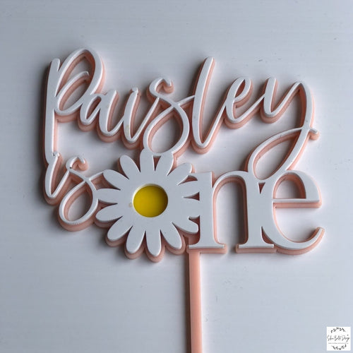 Cake Topper - Double Layered Daisy Silver Belle Design