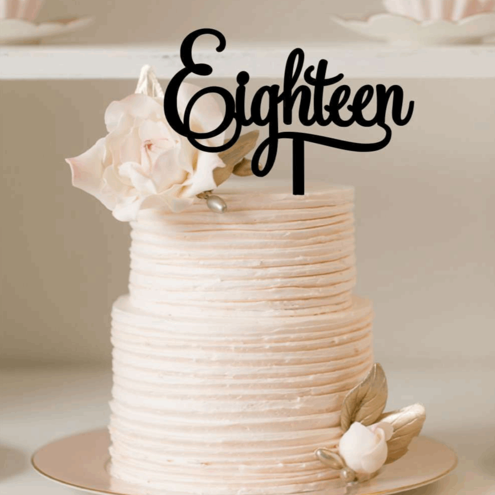 Cake Topper - Eighteen Silver Belle Design
