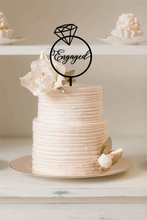 Load image into Gallery viewer, Cake Topper - Engaged Diamond Ring Silver Belle Design
