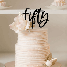 Load image into Gallery viewer, Cake Topper - Fifty Modern Silver Belle Design
