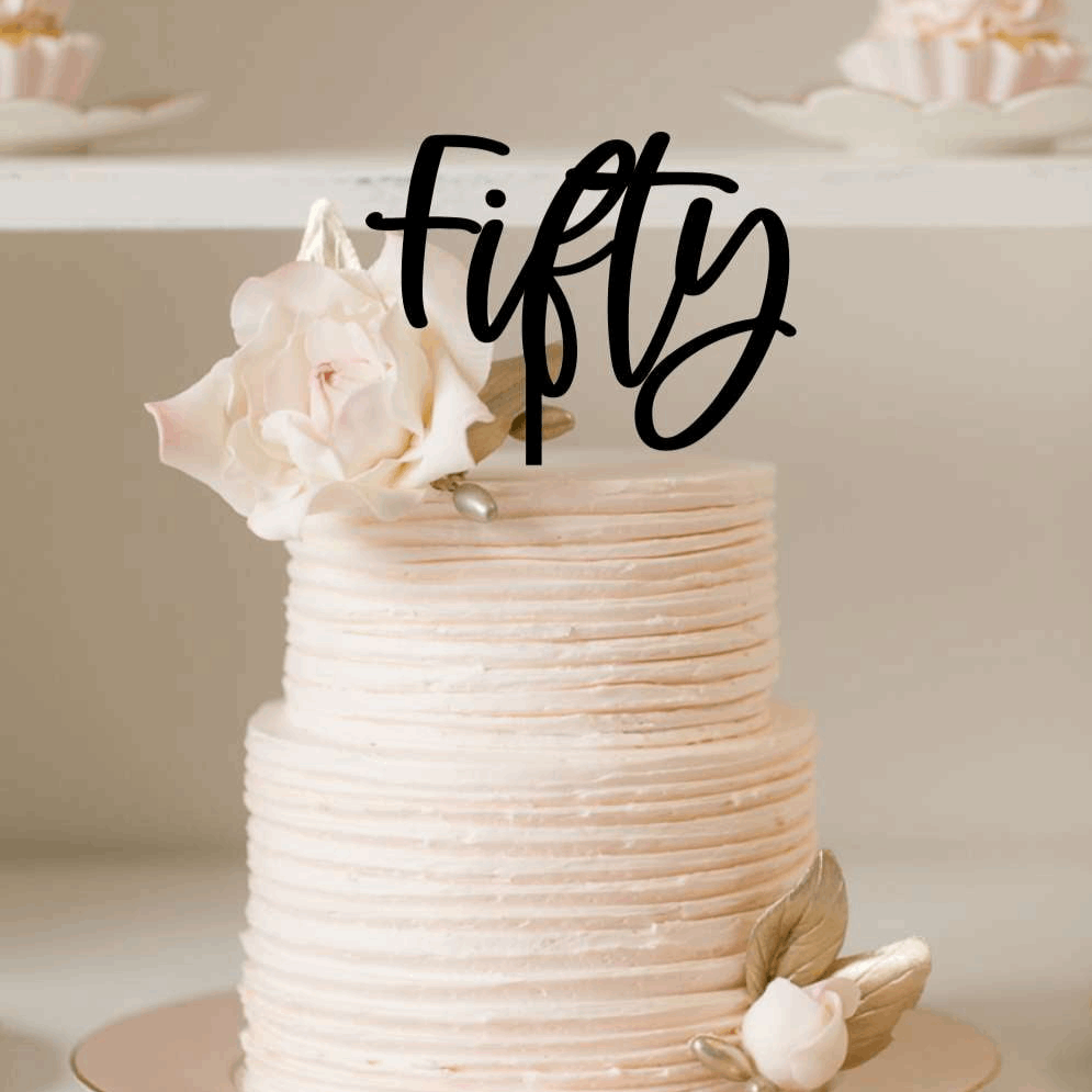 Cake Topper - Fifty Modern Silver Belle Design