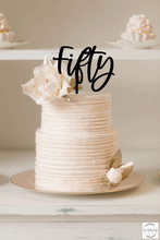 Load image into Gallery viewer, Cake Topper - Fifty Modern Silver Belle Design
