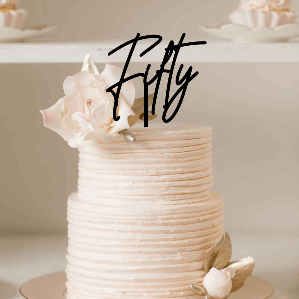 Cake Topper - Fifty Swish Silver Belle Design