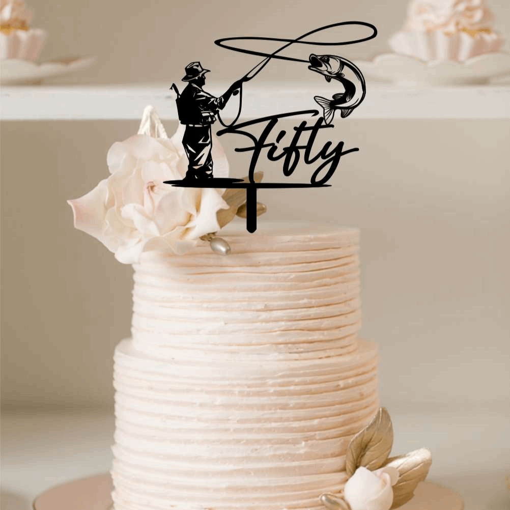 Cake Topper - Fly Fishing Silver Belle Design