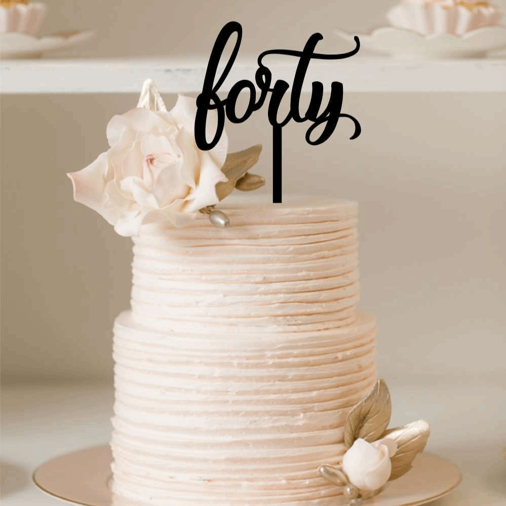 Cake Topper - Forty Silver Belle Design