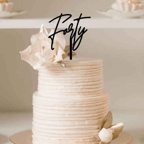 Cake Topper - Forty Swish Silver Belle Design