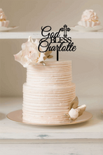 Load image into Gallery viewer, Cake Topper - God Bless Christening Baptism Silver Belle Design
