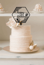 Load image into Gallery viewer, Cake Topper - Happy Birthday Bees Silver Belle Design
