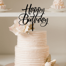 Load image into Gallery viewer, Cake Topper - Happy Birthday Sweet Script Silver Belle Design
