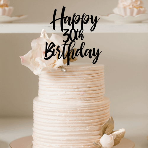 Cake Topper - Happy xx th Birthday Silver Belle Design