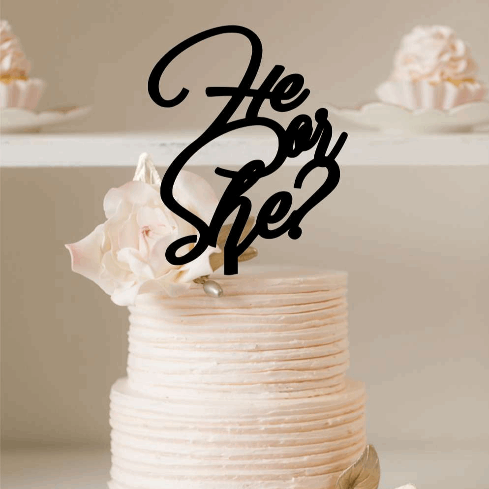 Cake Topper - He or She Topper Silver Belle Design